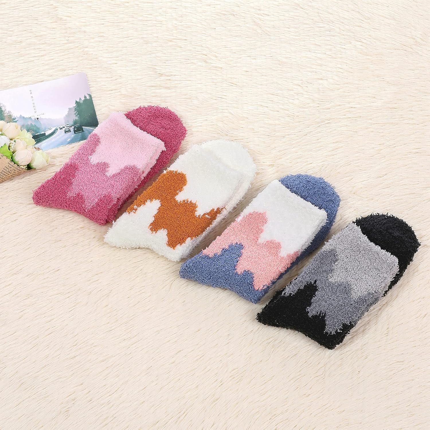 Cozy Fuzzy Socks for Women Non Slip Socks Slipper Socks Fluffy Socks Hospital Socks with Grips for Women Sleep