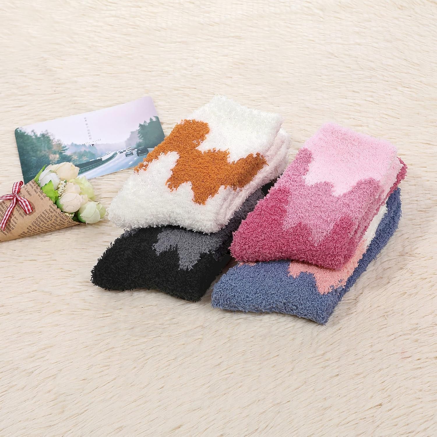 Cozy Fuzzy Socks for Women Non Slip Socks Slipper Socks Fluffy Socks Hospital Socks with Grips for Women Sleep