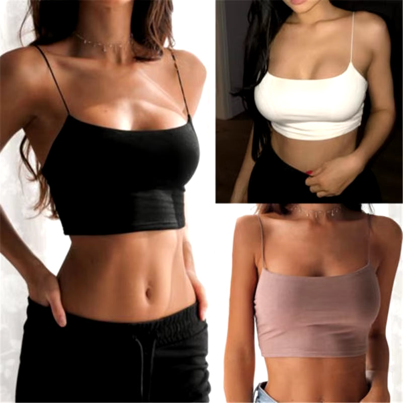 2024 New Fashion Women Sexy Crop Tops Solid Summer Camis Women Casual Tank Tops Vest Sleeveless Crop Tops Blusas